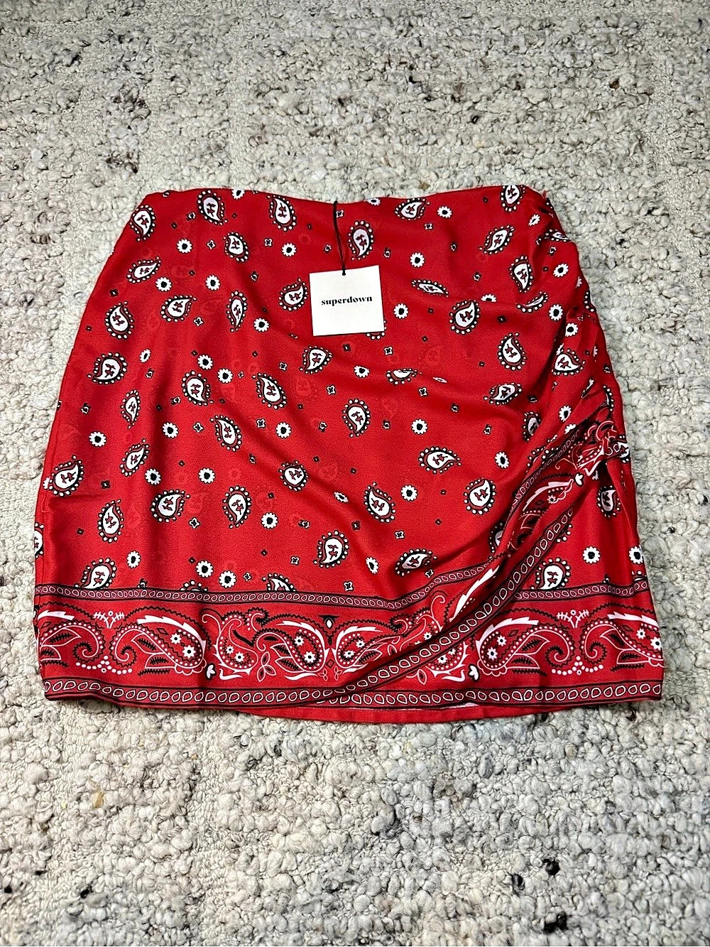 superdown Darby Bandana Mini Skirt Red & White Large